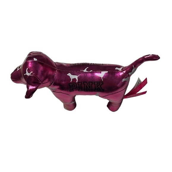 Victoria’s Secret PINK - Hot Pink Metallic Plush Logo Dog - Picture 4 of 6